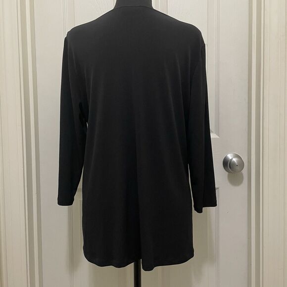 NEW Croft & Barrow Side Ruched‎  3/4 Sleeve Draped Black Shirt NWT Womens Medium - Picture 4 of 12